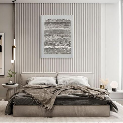 NANKAI Art Hand-Painted White and Green Thick Texture Abstract Art Oil Painting Contemporary Minimalist Style Art Living Room Office Corridor Wall Decoration Oil Painting 24x48 inches in Kuwait