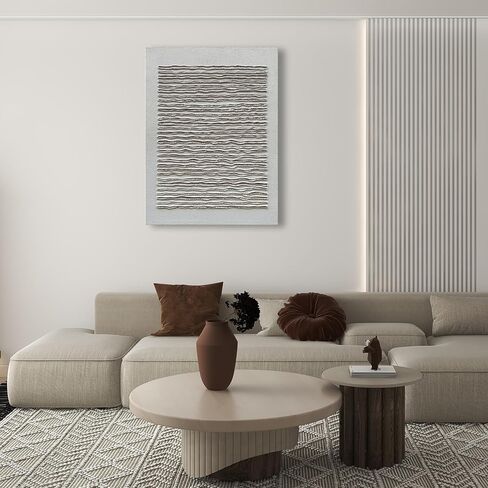 NANKAI Art Hand-Painted White and Green Thick Texture Abstract Art Oil Painting Contemporary Minimalist Style Art Living Room Office Corridor Wall Decoration Oil Painting 24x48 inches in Kuwait