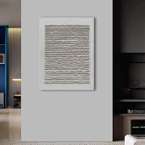 NANKAI Art Hand-Painted White and Green Thick Texture Abstract Art Oil Painting Contemporary Minimalist Style Art Living Room Office Corridor Wall Decoration Oil Painting 24x48 inches in Kuwait