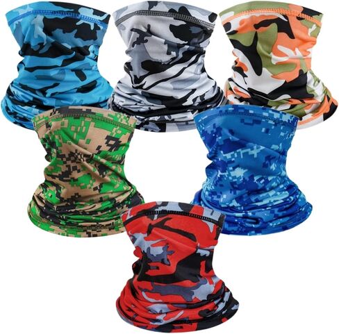 6 Pack Neck Gaiter for Men Women Breathable Outdoor Face Mask Cover Headwear for Hiking Running Cycling and Fishing in Kuwait