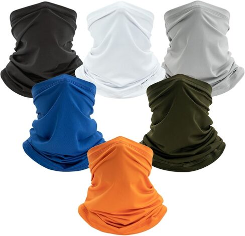 6 Pack Neck Gaiter for Men Women Breathable Outdoor Face Mask Cover Headwear for Hiking Running Cycling and Fishing in Kuwait