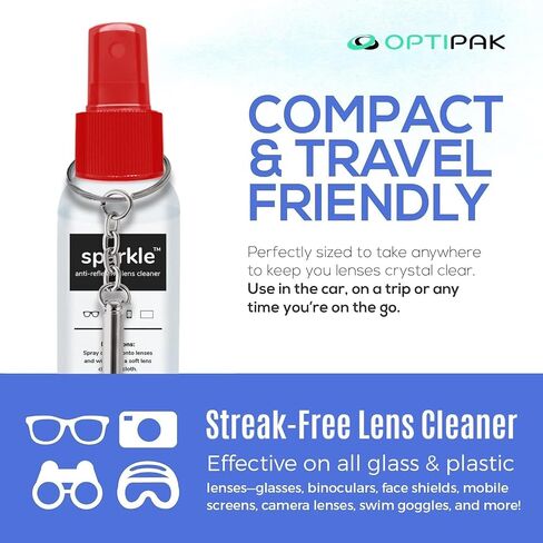 Sparkle Anti-Reflective Safe Lens Cleaner & Repair Kit – (2) 2oz Glasses Cleaner Spray, (2) Microfiber Cloth & Keychain Screwdriver for Eyeglasses, Sunglasses, Lenses & Screens (5 Piece Set) in Saudi Arabia