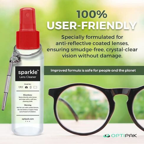 Sparkle Anti-Reflective Safe Lens Cleaner & Repair Kit – (2) 2oz Glasses Cleaner Spray, (2) Microfiber Cloth & Keychain Screwdriver for Eyeglasses, Sunglasses, Lenses & Screens (5 Piece Set) in Saudi Arabia