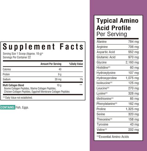 Multi Collagen Peptides Powder Type I II III V X, Hydrolyzed Collagen Protein for Women and Men, Skin, Hair, Nails, Unflavored, Non-GMO, Keto & GF, Zero Sugar, 22 Servings, 8oz in Kuwait