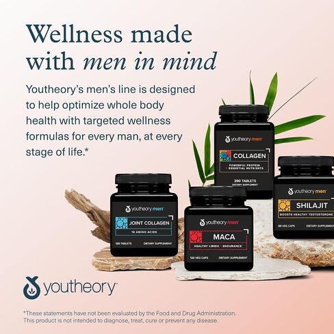 Youtheory Men's Collagen - 5,000 mg Collagen - Daily Supplement for Men - for Hair & Skin Support* - Gluten, Soy & Dairy Free - 290 Tablets in Saudi Arabia