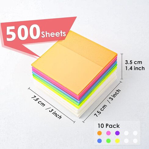 Sticky Notes 16 Pads 3x3 inches, Self-Sticky Note Pads Multi Colors, School Supplies Office Products, Writing Memo for Holiday Shop, Teacher Appreciation Xmas Gift and Daily Life Organization in Kuwait