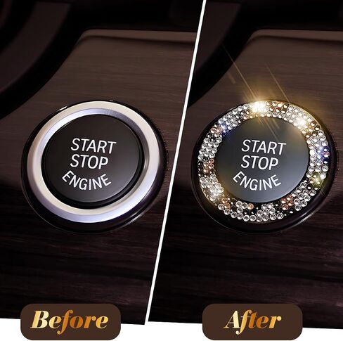 3 Circles of 160 Rhinestones Bling Car Push Start Button Cover Accessories for Women - Emblem Sticker Decoration Ring & Knob in Saudi Arabia