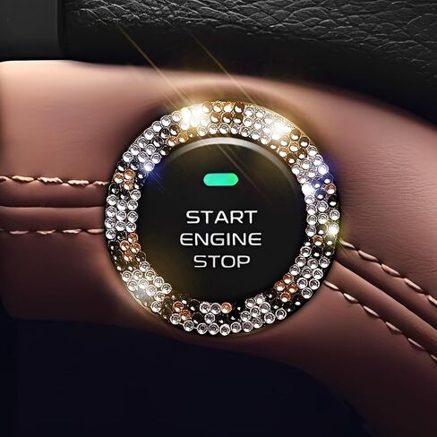 3 Circles of 160 Rhinestones Bling Car Push Start Button Cover Accessories for Women - Emblem Sticker Decoration Ring & Knob in Saudi Arabia