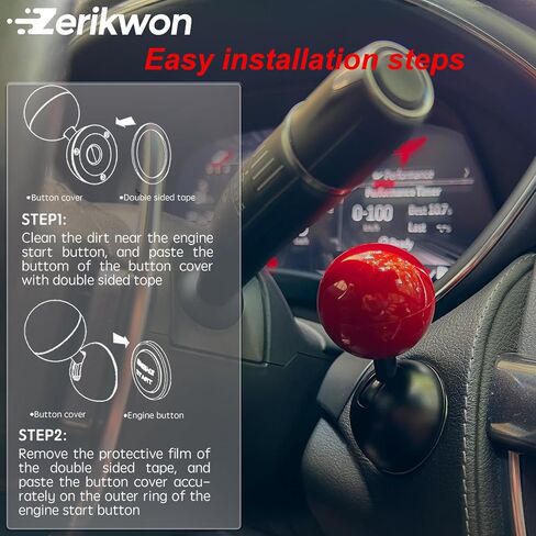 𝟯𝗠 Tape | Car Joystick Push Start Button Cover, Metal Push to Start Accessories, Car Starter Engine Start Stop Button Cover, Cool Car Accessories Interior Decor Push to Start Button Rocker, red in Saudi Arabia