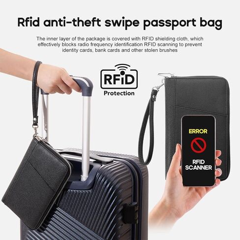 RFID Blocking Family Passport Holder Wallet 6,Premium Leather Travel Document Organizer for Women and Men,Travel Wallet for Credit Card(Brown) in Kuwait