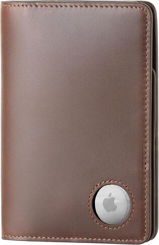 Luxury RFID Blocking Genuine Leather Passport Holder Passport Wallet for Travel (Brown (AirTag Slot)) in Kuwait