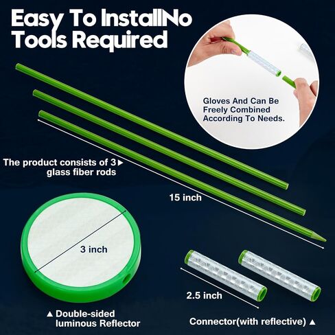 12PC Driveway Markers Reflectors,Glow-in-The-Dark Lane Recognition reflectors, 48Inch Fiberglass Pole Double Sided Reflectors for Driveway,Three Heights of Reflective in Saudi Arabia