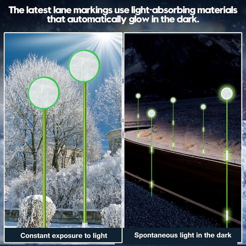 12PC Driveway Markers Reflectors,Glow-in-The-Dark Lane Recognition reflectors, 48Inch Fiberglass Pole Double Sided Reflectors for Driveway,Three Heights of Reflective in Saudi Arabia