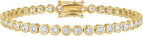 KISPER Tennis Bracelet for Women - 24K White Gold or Gold Plated Round Cut AAAAA CZ Bezel Set 3mm, Waterproof Jewelry Gift, 6.5/7/7.5 Inch in Kuwait