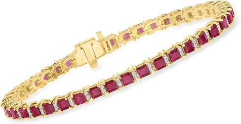 Ross-Simons 9.50 ct. t.w. Ruby Tennis Bracelet With .50 ct. t.w. Diamonds in 18kt Gold Over Sterling in Kuwait