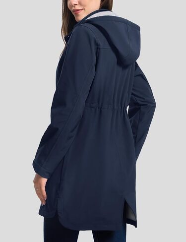 MAGCOMSEN Women's Long Fleece Lined Jackets Warm Winter Windbreaker Rain Coat Hooded Softshell Windproof Insulated in Kuwait