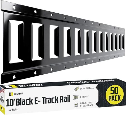 DC Cargo Mall Indoor E Track Track Down Rail Kit 8 '(4 pack) للمرائب ، الشاحنات ، المقطورات ، تعادل الدراجات النارية ، تصاعد ATV - البودرة الأسود - البضائع الآمنة والأحمال الثقيلة التي تصل إلى 2000 رطل in Kuwait