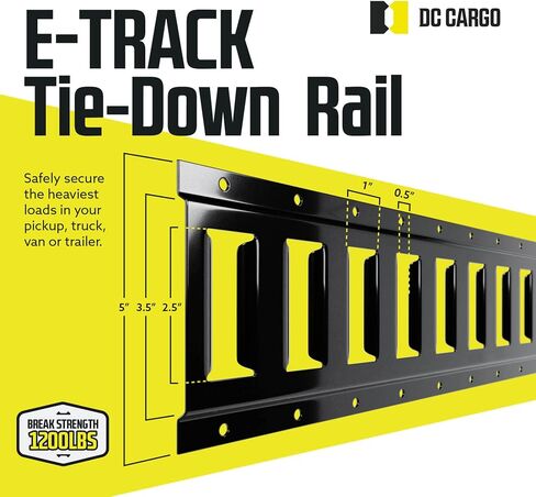 DC Cargo Mall Indoor E Track Track Down Rail Kit 8 '(4 pack) للمرائب ، الشاحنات ، المقطورات ، تعادل الدراجات النارية ، تصاعد ATV - البودرة الأسود - البضائع الآمنة والأحمال الثقيلة التي تصل إلى 2000 رطل in Kuwait
