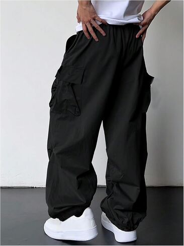 Boy's Wide Leg Cargo Pants Drawstring Waist Baggy Track Pants Trousers Streetwear in Saudi Arabia