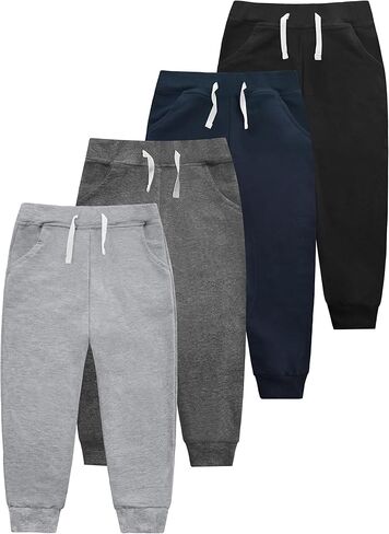VOGRYE 4 Pack Boys Sweatpants Cotton Toddler Joggers Pants with Pocket Drawstring for Kids Toddler Boys 2T-6T in Kuwait