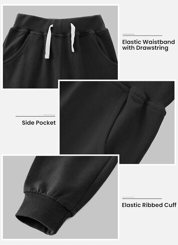 VOGRYE 4 Pack Boys Sweatpants Cotton Toddler Joggers Pants with Pocket Drawstring for Kids Toddler Boys 2T-6T in Saudi Arabia