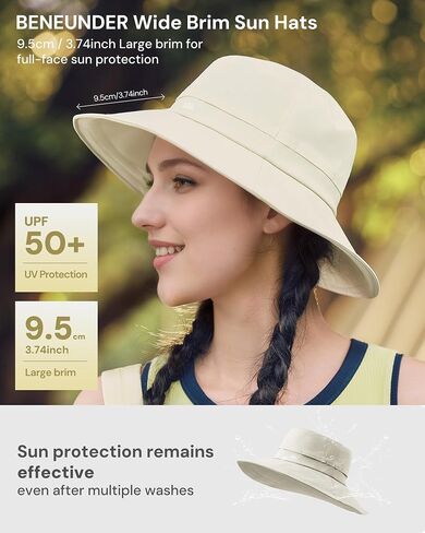 قبعات شمس Beneunder Wide Brim للنساء UPF50+ UV Protection Outdoor Beach Fishing Hace in Kuwait