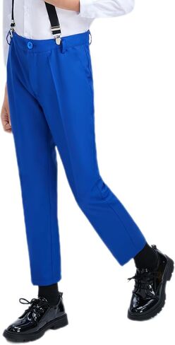 Boys Dress Pants Adjustable Waist Flat Front Casual Wear Slim Fit School Uniforms Pants in Saudi Arabia