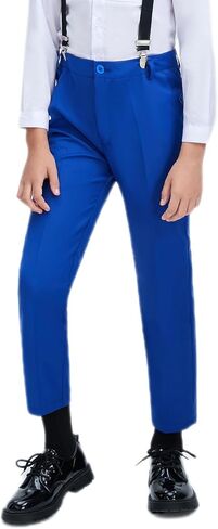 Boys Dress Pants Adjustable Waist Flat Front Casual Wear Slim Fit School Uniforms Pants in Saudi Arabia