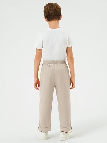 Haloumoning Boys School Uniform Chino Pants Kids Elastic Waist Pull on Twill Pants with Pockets 5-14 Years in Kuwait