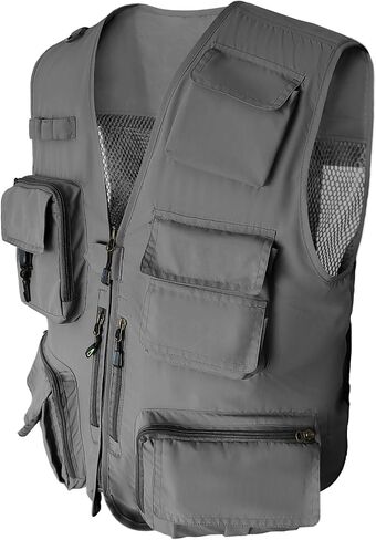 Mens Lightweight Safari Travel Fishing Photography Outdoor Work Cargo Vest with Pockets in Kuwait