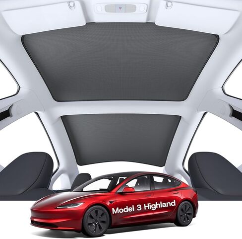 تسلا 2024 موديل 3 ظلة، 2024 موديل 3 سقف زجاجي مظلة فتحة سقف غطاء خلفي نافذة ظل شمس واقي من الشمس سقف متوافق مع تسلا موديل 3 2024 in Kuwait