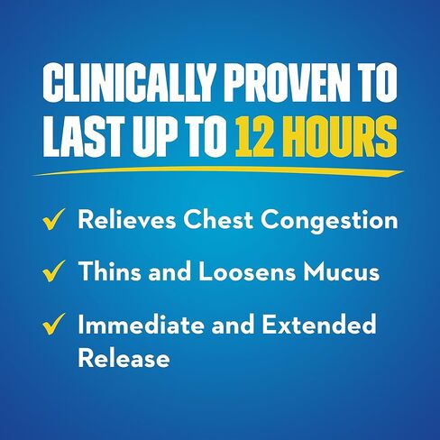 Mucinex Chest Congestion, Expectorant 12 Hour Extended Release Tablets, 20ct, 600mg Guaifenesin with Extended Relief of Chest Congestion Caused by Excess Mucus. Thins and Loosens Mucus in Saudi Arabia