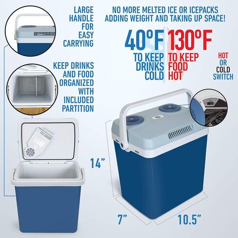Electric cooleK-Box Electric Cooler and Warmer for Car and Home - 34 Quart (32 Liter) - Dual 110V AC House and 12V DC Vehicle Plugs in Saudi Arabia