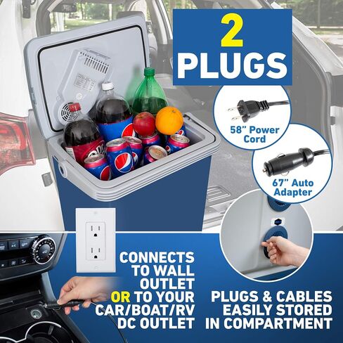 Electric cooleK-Box Electric Cooler and Warmer for Car and Home - 34 Quart (32 Liter) - Dual 110V AC House and 12V DC Vehicle Plugs in Saudi Arabia