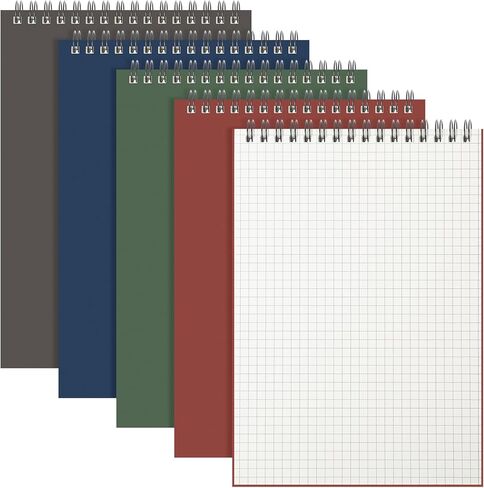 Graph Paper Spiral Notepad A5 Top Wirebound Notepad Grid Notebook Steno Pads Memo Notebook Grid Paper 140 Pages for Writing Sketching Drawing Office Supplies(Black,2 Pack) in Kuwait