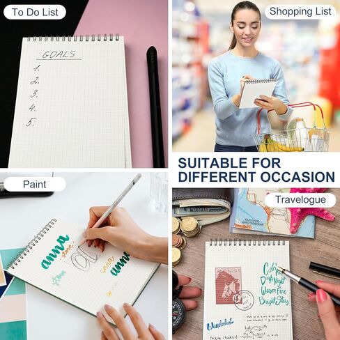 Graph Paper Spiral Notepad A5 Top Wirebound Notepad Grid Notebook Steno Pads Memo Notebook Grid Paper 140 Pages for Writing Sketching Drawing Office Supplies(Black,2 Pack) in Kuwait