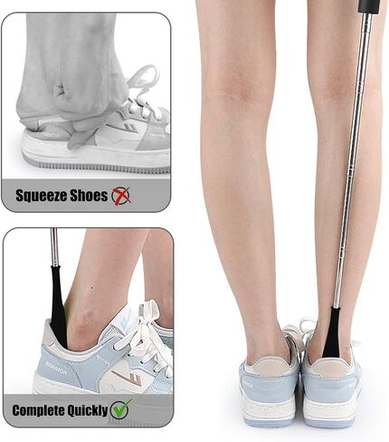 Shoe Horn Long Handle Retractable Telescopic Shoehorn Foldable Shoehorn Shoe Puller Adjustable Shoe Aids in Kuwait