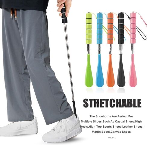 Shoe Horn Long Handle Retractable Telescopic Shoehorn Foldable Shoehorn Shoe Puller Adjustable Shoe Aids in Kuwait