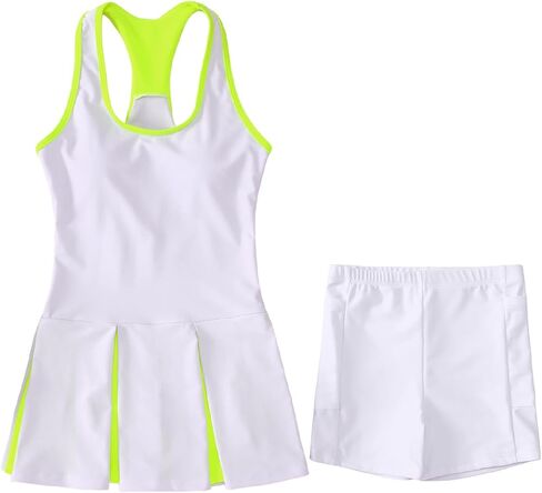 Izyjoy Kids Girls Tennis Golf Golf Dress Outfit Dresses Racerback Dresses with shorts Gopicets Sport Athletic 2 Sets in Kuwait