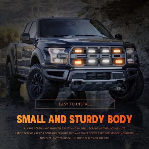 Booyu 8-PCS ميزة مزامنة LED LED Strobe Strobe Lights Ultra Slim Grille Mount Mount Flashing Whazard Light Ligh in Saudi Arabia