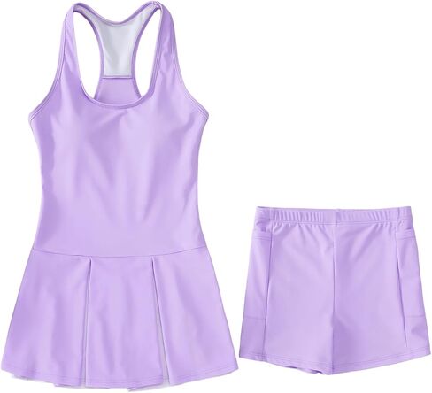Izyjoy Kids Girls Tennis Golf Golf Dress Outfit Dresses Racerback Dresses with shorts Gopicets Sport Athletic 2 Sets in Kuwait