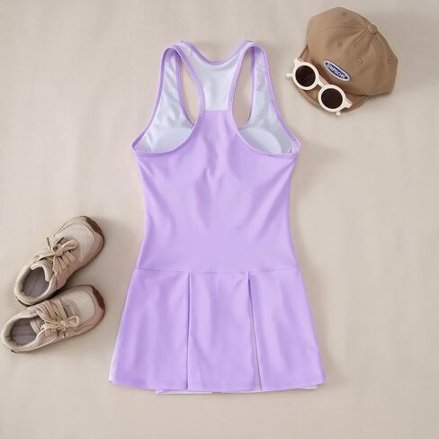 Izyjoy Kids Girls Tennis Golf Golf Dress Outfit Dresses Racerback Dresses with shorts Gopicets Sport Athletic 2 Sets in Kuwait