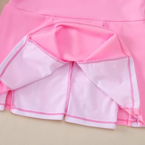 IZYJOY Kids Girls Tennis Golf Dress Outfit Sleeveless Racerback Dresses with Shorts Pockets Sport Athletic 2 Piece Sets in Kuwait