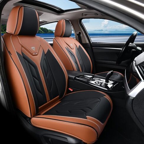 Coverado Seat Covers, Car Seat Covers Full Set, Leather Seat Covers for Cars, Automotive Seat Covers Car Seat Protector Car Accessories Fit for Most Sedans SUV Pick-up Truck(Black&Brown) in Saudi Arabia