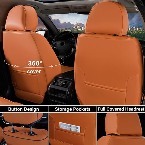Coverado Seat Covers, Car Seat Covers Full Set, Leather Seat Covers for Cars, Automotive Seat Covers Car Seat Protector Car Accessories Fit for Most Sedans SUV Pick-up Truck(Black&Brown) in Saudi Arabia