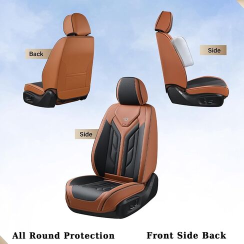Coverado Seat Covers, Car Seat Covers Full Set, Leather Seat Covers for Cars, Automotive Seat Covers Car Seat Protector Car Accessories Fit for Most Sedans SUV Pick-up Truck(Black&Brown) in Saudi Arabia