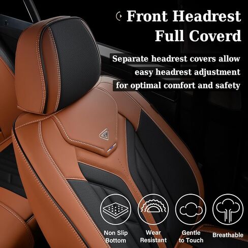 Coverado Seat Covers, Car Seat Covers Full Set, Leather Seat Covers for Cars, Automotive Seat Covers Car Seat Protector Car Accessories Fit for Most Sedans SUV Pick-up Truck(Black&Brown) in Saudi Arabia