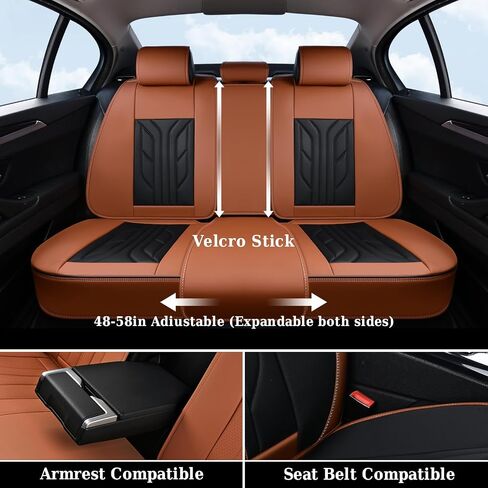 Coverado Seat Covers, Car Seat Covers Full Set, Leather Seat Covers for Cars, Automotive Seat Covers Car Seat Protector Car Accessories Fit for Most Sedans SUV Pick-up Truck(Black&Brown) in Saudi Arabia