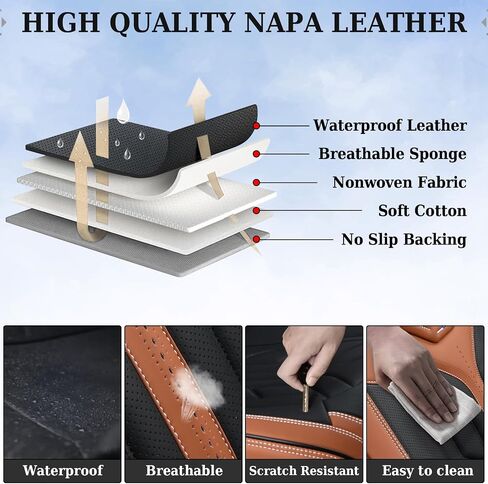 Coverado Seat Covers, Car Seat Covers Full Set, Leather Seat Covers for Cars, Automotive Seat Covers Car Seat Protector Car Accessories Fit for Most Sedans SUV Pick-up Truck(Black&Brown) in Saudi Arabia