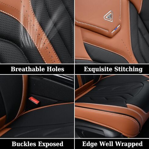 Coverado Seat Covers, Car Seat Covers Full Set, Leather Seat Covers for Cars, Automotive Seat Covers Car Seat Protector Car Accessories Fit for Most Sedans SUV Pick-up Truck(Black&Brown) in Saudi Arabia